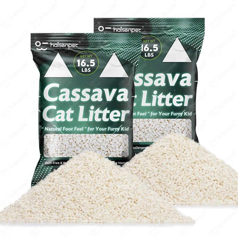 Best Selling OEM ODM Highly Absorbent Strong Clumping Deodorization Low Tracking Premium Cassava Pet Cat Litter for Grey