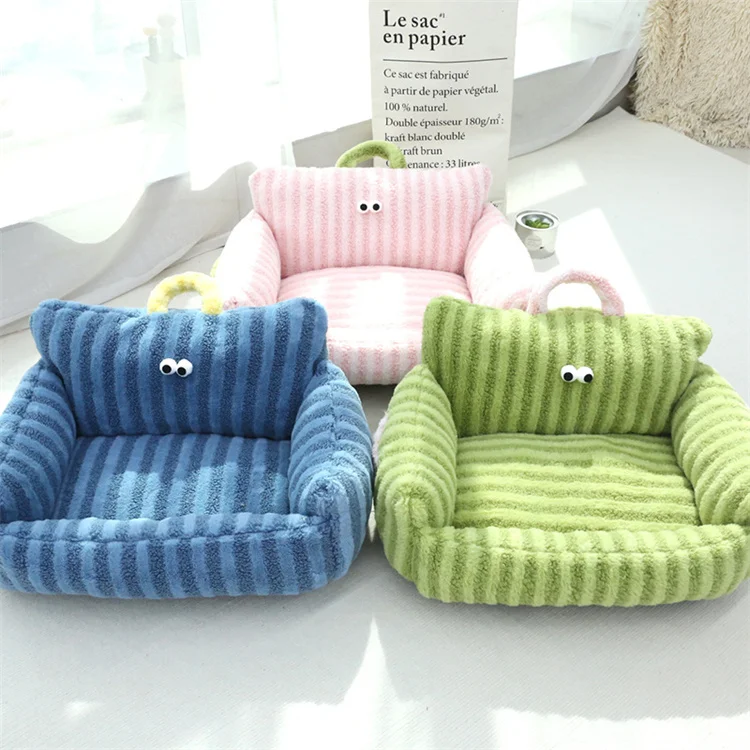 Big Eye Striped Sofa Pet Beds Accessories Macaron Pet Sofa Bed for Small Dogs
