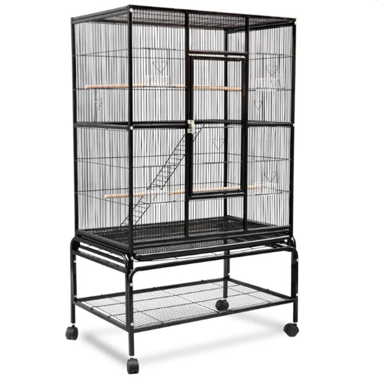 Big Size Flight Heart Shaped Powder Coated Black Metal Carry Breeding Cages Large Wire Pet Parrot Bird Cage
