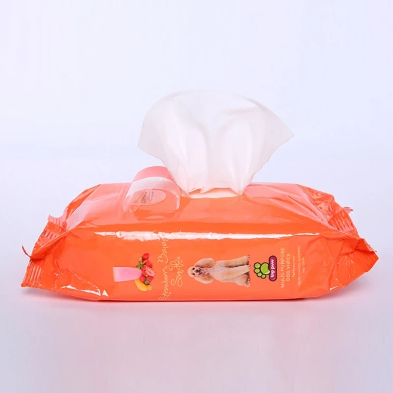 Biodegradable 80pcs Cat and Dog Grooming Wet Wipes for Pet Cleaning
