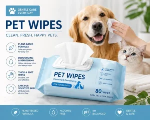 Biodegradable Customizable Unscented Pet Wet Wipes for Cats Dogs Reptiles Rabbits and Birds