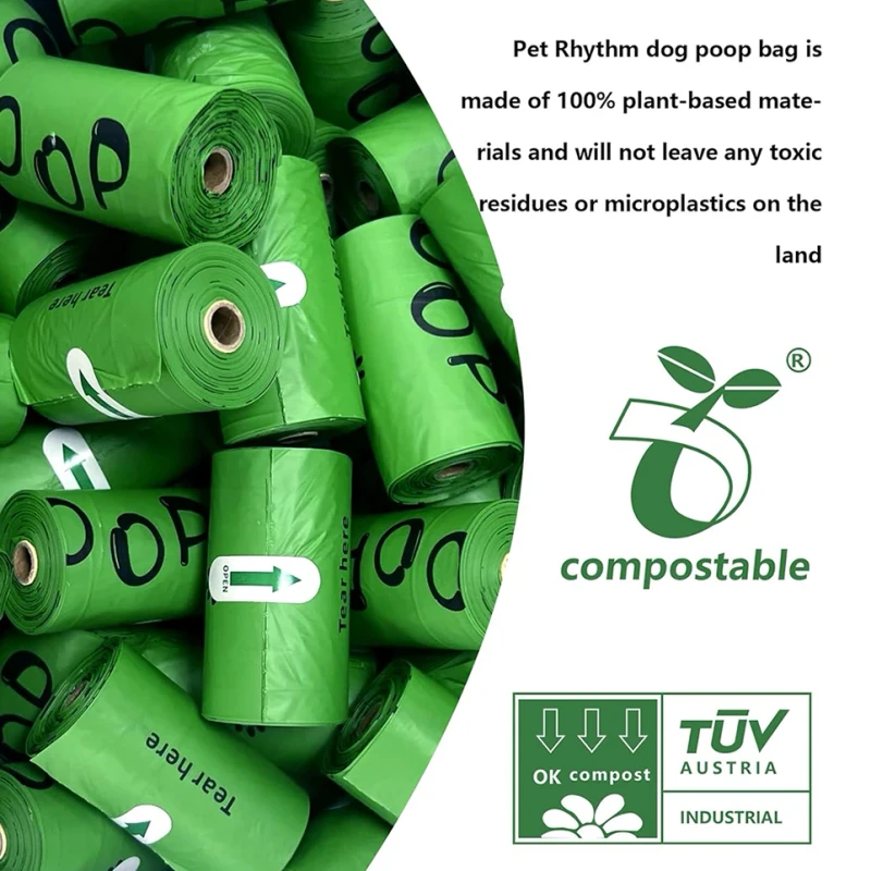 Biodegradable Disposable Compostable Pet Waste Dog Excrement shit Poop Garbage Bag Doggie Dog Poo Waste Bag on Roll