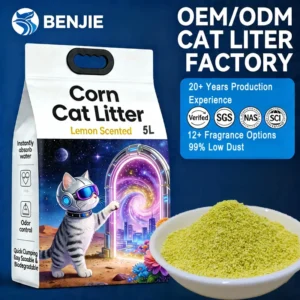 Biodegradable Flushable OEM ODM Scent Clumping with Extra Odor Control 5L Corncob Tofu Cat Sand Litter
