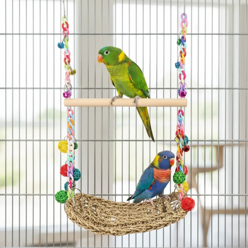 Bird Accessories Durable Eco Friendly Wooden Swing Toys for Parrots & Birds Bird Cage Decoration