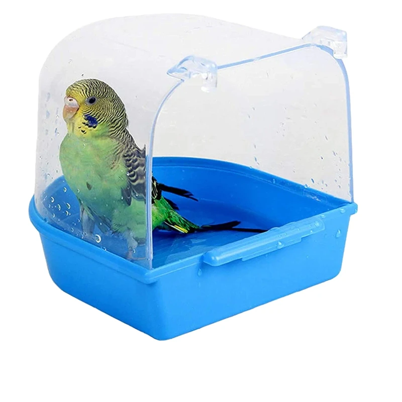 Bird Cage Bath Parrot Bath Box Accessory Supplies Hanging Bathing Tub for Small Pet Birds Canary Budgies Cockatiel Lovebird