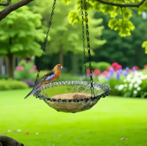 Bird Flower Shaped Hanging Feeder and Birdbath Outdoor Garden Decor for Hummingbirds Farm Supplies Bird Bowl