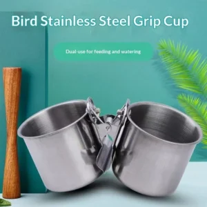 Bird Food Cup Stainless Steel Parrot Bags Bird Feeding Device Anti Gnawing Bird Supplies Utensils Activity Food Cup Water Cup