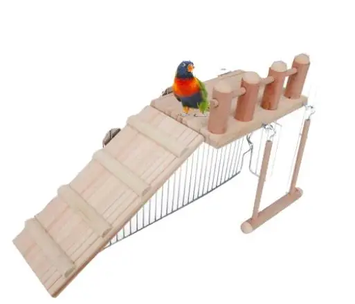 Bird Perches Platform Swing with Climbing Ladder for Birds Bird Toy Parrot Springboard Ladder Swing Three Piece Toy Set