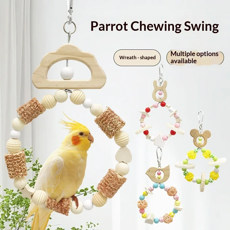 Bird Swing Supplies Natural Chewing Bite Medium Can Hang on Bird Cage for Parrots Other Birds