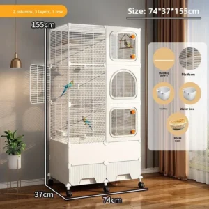 Birdcage Transparent Splash proof Thick Metal Frame Rectangular Encryption Household Large Parrot Tiger Skin Xuanfeng Ecological