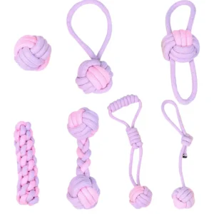 Bite Resistant Cotton Rope Chew Toy Molar Clean Tooth Rope Knot Ball for Dogs and Cats Pet Supplies Toy Set