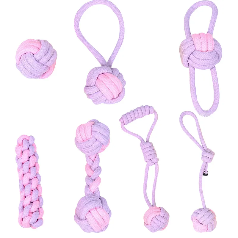 Bite Resistant Cotton Rope Chew Toy Molar Clean Tooth Rope Knot Ball for Dogs and Cats Pet Supplies Toy Set