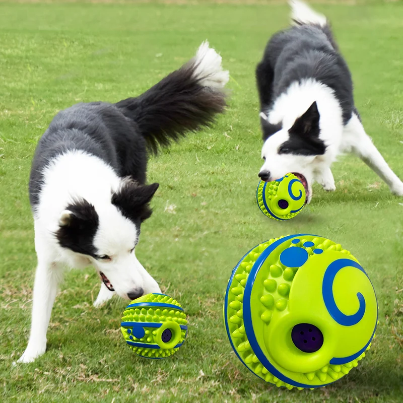 Bite Resistant Dog Training Ball Squeaky Teeth Cleaning Interactive Toy for Pet Mental Stimulation & Active Play