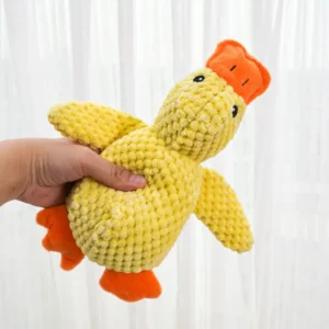 Bite Resistant Grinding Teeth 3 Sizes Stuffed Duck Shape Dog Plush Pet Toy Squeaky Toys With Durable Fabric Custom