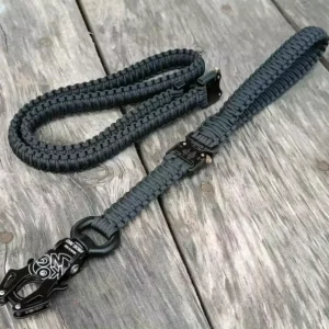 Black Heavy Duty Frog Carabiner Nylon Pet Leash Paracord Traffic Handle Dog Leash
