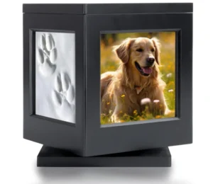 Black Large Funeral Cremation Pet Owner Souvenir Personalized Dog Urn Wooden Memorial Keepsake for Cat Dog