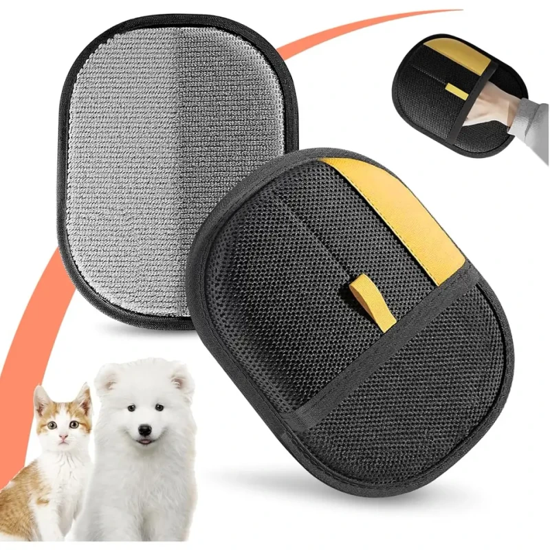 Black Stocked Luxury Polyester Pet Dog Cat Grooming Hair Remover Wet Brushes Glove Wipe