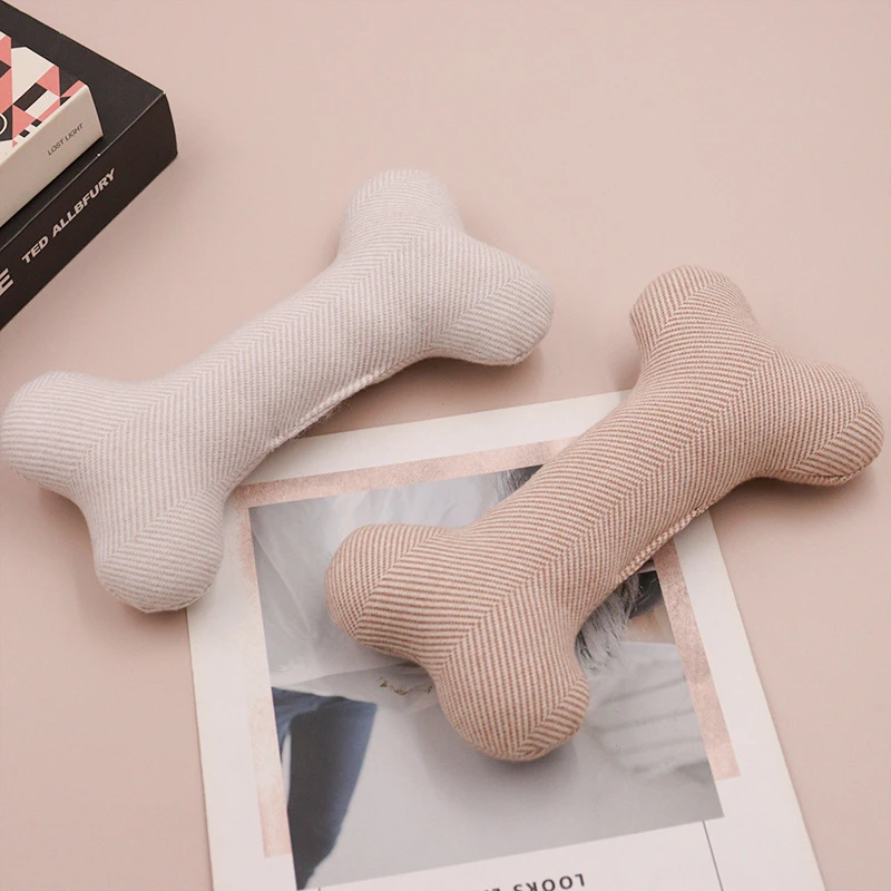 Bone Shaped Squeaky Dog Toy for Interactive Play and Teething Relief Chew Stick Alternative Pet Toy