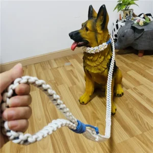 Braided Leash with Integrated Collar Heavy Duty Macrame Lead for Outdoor Training