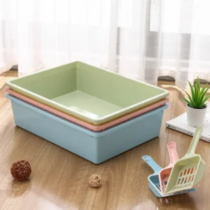 Brand NewOpen PP Semi Closed Cat Litter Box with Shovel Pet Cleaning Supplies