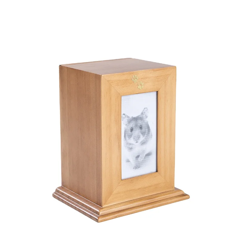 Brass Pet Casket Urn Memorial Pet Cremation Urn for Animal Ashes Metal Pet Urn with Elegant Casket Pattern