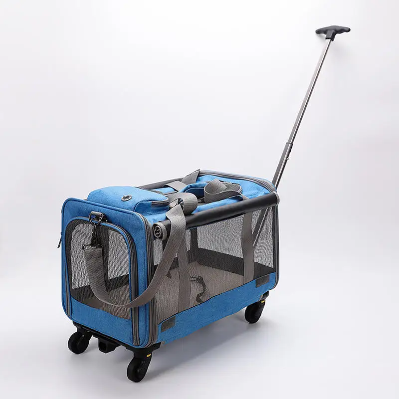Breathable Airline Approved Pet Travel Trolley Carrier Portable Folding for Cats Puppies