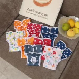Breathable Cotton Dog Diapers Menstrual Care Panties Washable Sanitary Physiological Pants for Cats Simple Cute Cartoon Style