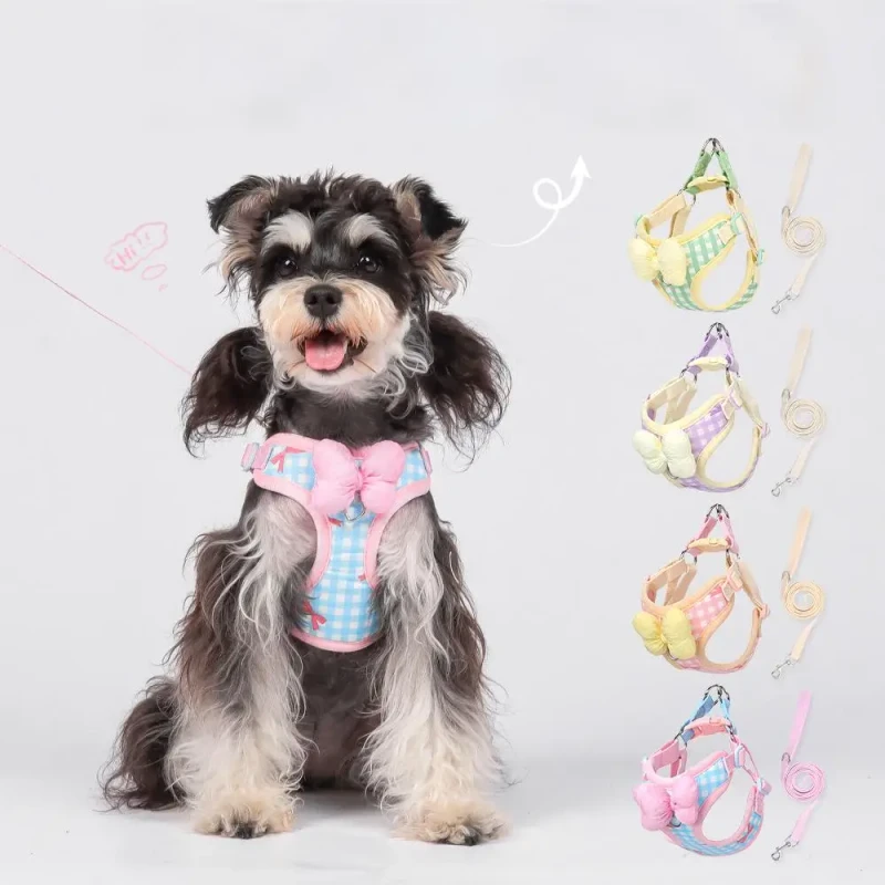 Breathable Dog Harness & Leash Set Outdoor Walking Pet Chest Strap for Small Dogs Adjustable Pet Accessories