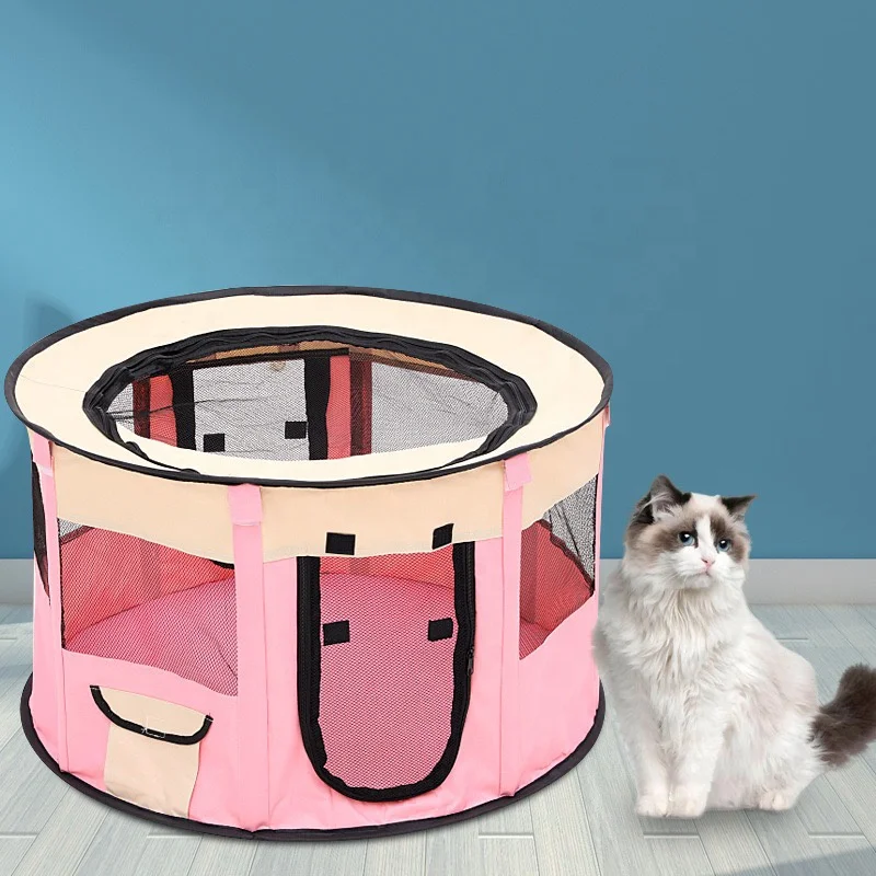 Breathable Eco Friendly Folding Cat and Dog Playpen Kennel Animal Pattern Zipper Closure Indoor & Outdoor Pet Cage