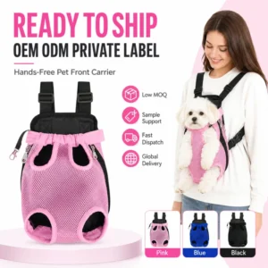 Breathable Hands Free Mesh Dog Carrier Backpack with Zipper Snap Button Closure Solid Pattern for Outdoor Hiking