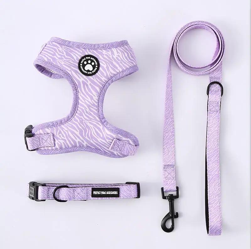 Breathable Mesh 3 in 1 Set Puppy Collar Lead Adjustable Outdoor Walking Harness Custom Padded Soft Vest Kits Pet Harnesses