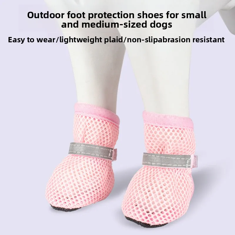 Breathable Mesh Dog Summer Shoes Non-Slip Paw Protection Boots for Small Medium Dogs