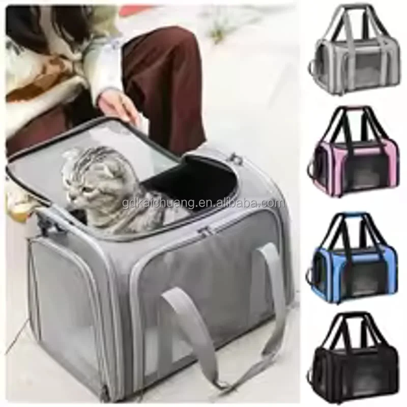 Breathable Mesh Portable Hand Held Large Capacity Pet Cage Carrier for Dog Cat Outdoor Walking Car Trip Short Distance Travel