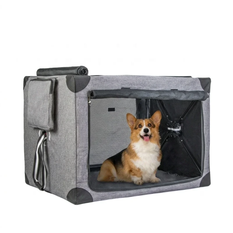 Breathable Mesh Soft Portable Airline Pet Carrier Crate for Medium Dogs with Lockable Zippers and Reinforced Frame