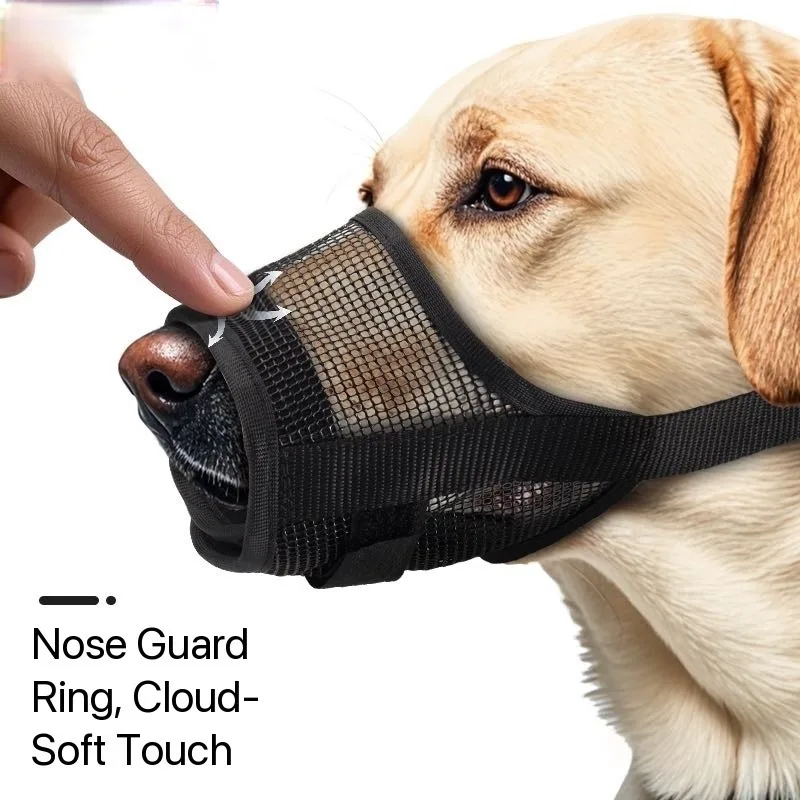 Breathable Mesh and Nylon Dog Muzzle Soft Waterproof Anti Biting Adjustable Bark Control