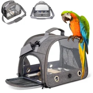 Breathable Parrot Travel Cage for Small Pets Travel Carrier Bag Portable Bird Backpack with Plat with Stand Bird Travel Carrier