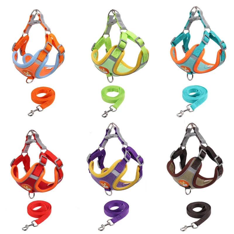 Breathable Pet Dog Harness Adjustable Soft Dog Harness with Leash