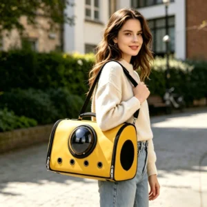 Breathable Polyester Cat Dog Soft Sided Carrier with Mesh Window and Zipper Closure Outdoor Large Bubble Pet Backpack