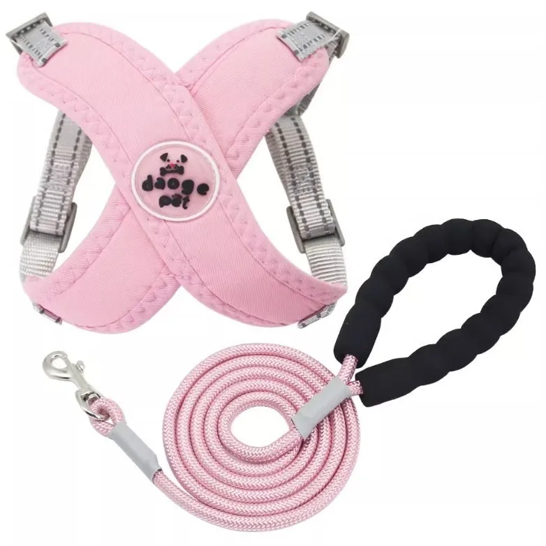 Breathable Polyester Solid Dog Harness No Pull Adjustable Pet Vest Summer Use