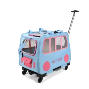 Breathable portable large capacity dual purpose detachable foldable hand held rolling pet carrier for outdoor trips