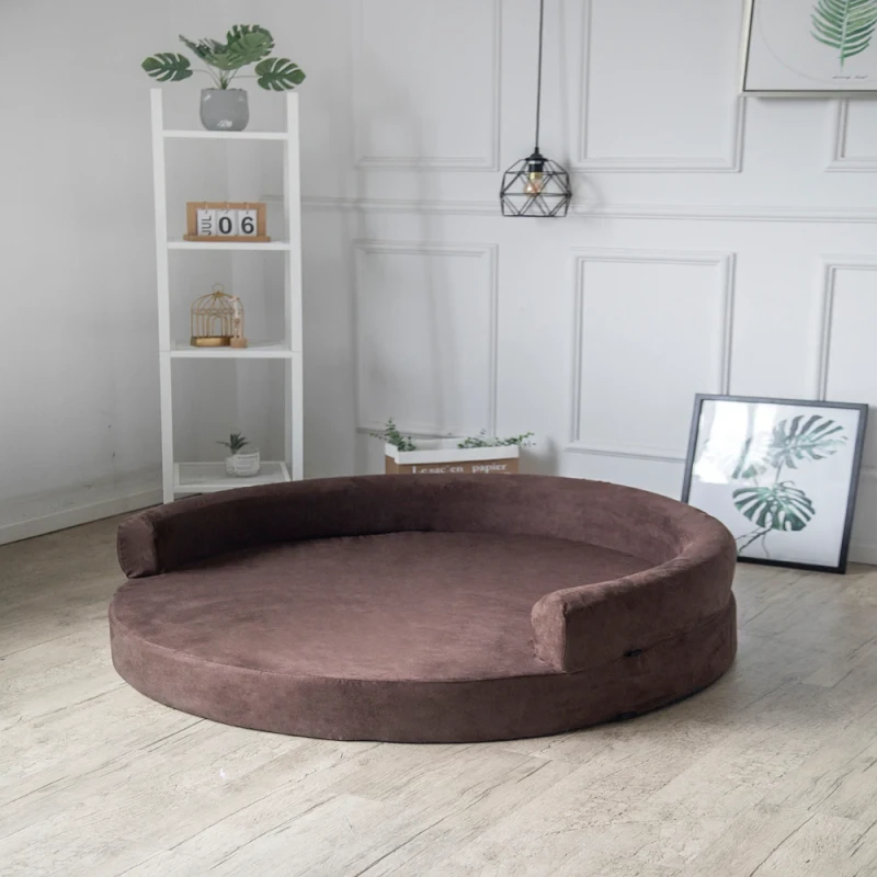 Brown Soft Comfortable Eco Friendly Machine Washable Pet Bed Anti Slip Bottom Memory Foam Dog Bed Waterproof