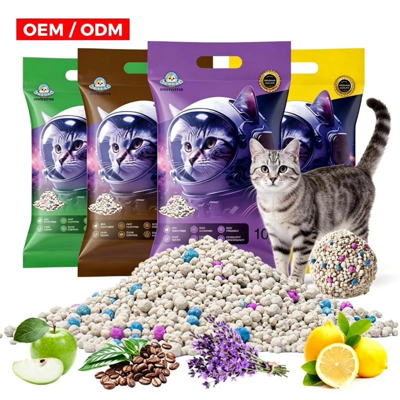 Bulk 10kg 20kg Ball Shaped Premium Organic Clay Cat Litter Dust Free Clumping Colorful Bentonite Cat Litter Sand
