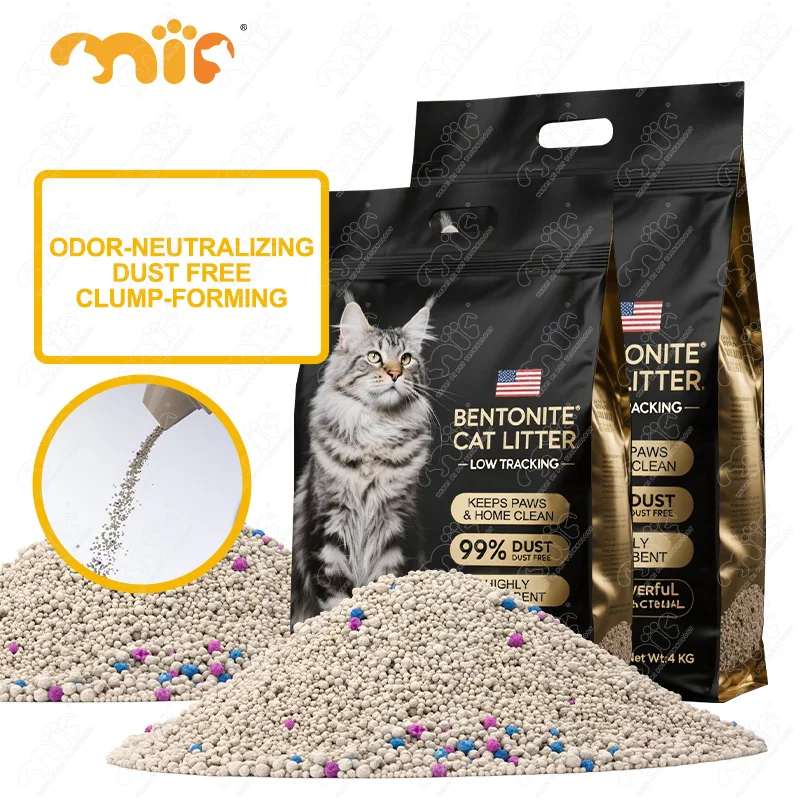 Bulk Cat Litter OEM 4kg Bentonite Cat Litter Dust Free Ball Shape Arena Para Gatos