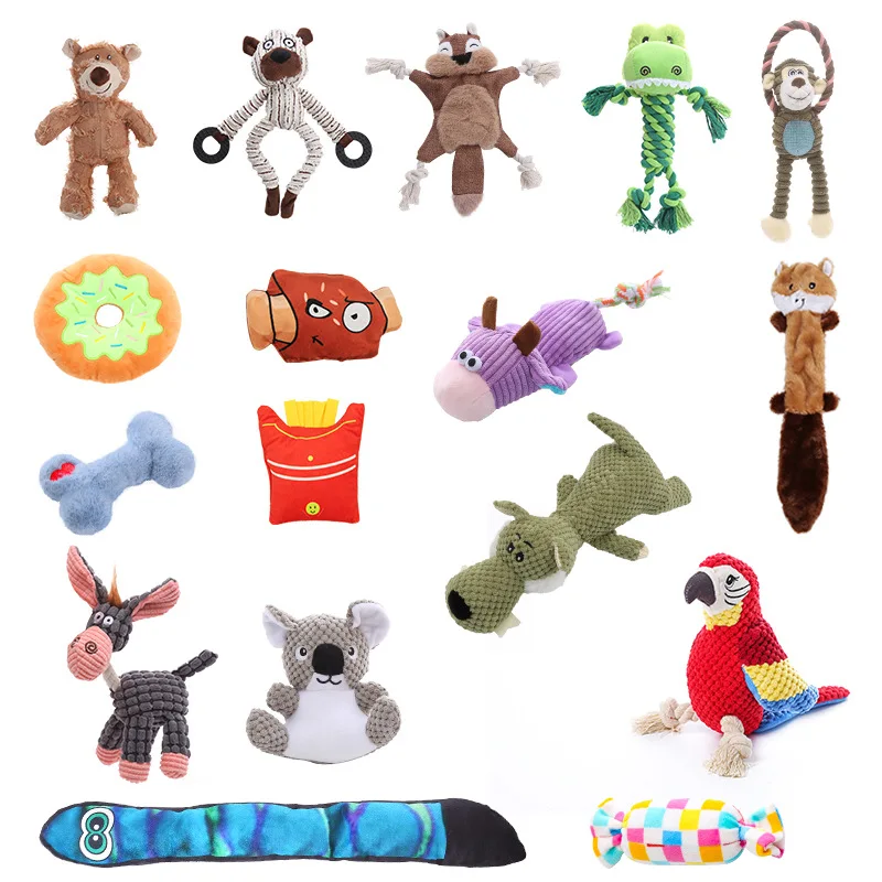 Bulk Cute Soft Pet Toy Stuffed Squeaky Plush Dog Toy Pack for Puppy