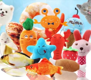 Bulk Multi Design Pet Chew Toys Interactive Pet Plush Stuff Toys Cartoon Shape Pet Squeaky Toys