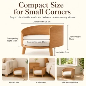 Bulk Premium Quality Wooden Cat Bed with Round Cushion Cozy Cat Lounge Furniture