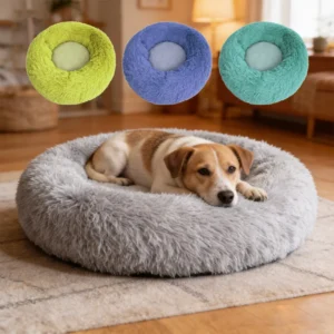 Bulk Purchase Factory Price Anti Anxiety Self Warming Long Plush Non Slip Round Pet Bed for Dogs and Cats Furniture
