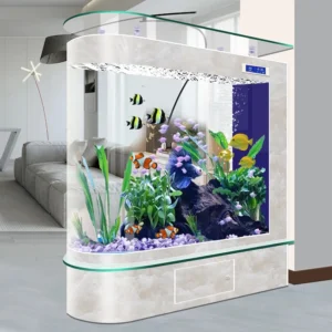 Bullet Shaped Floor Standing Fish Aquarium Medium to Large Sized Goldfish Tank with Room Divider Function