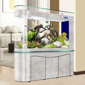 Bullet Shaped Medium to Large Household Fish Aquarium with Bottom Filtration and Screen Partition Ecological Fish Aquarium