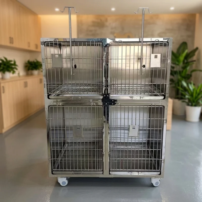 CE Veterinary Stainless Steel Cat Dog Cage Multi Rooms Pet Hospital Recovery Cage Pet Shop Display Breeding Cage Manufacturer
